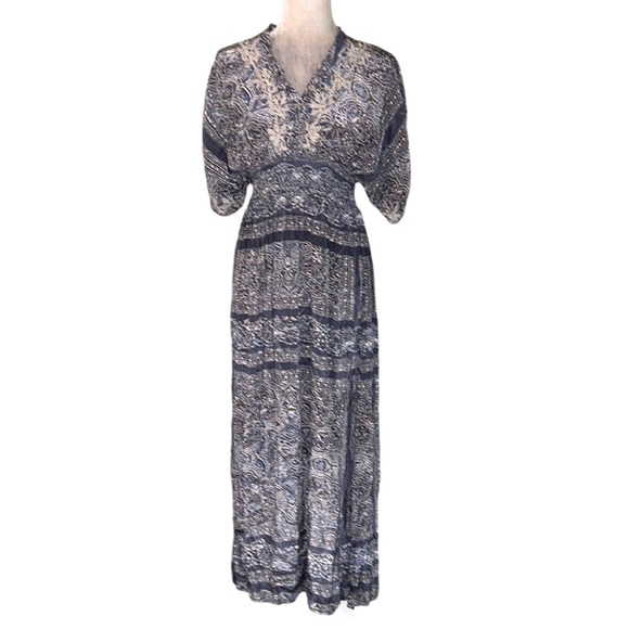 Love Kyla Seo Caite Anthropologie Tori Blue & White Embroidered Maxi Dress - S - Picture 13 of 13